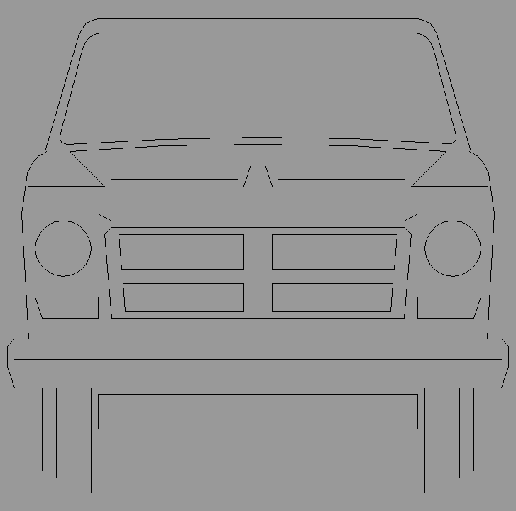 Bloque Autocad Vista de Coche Pick-UP Bibliot. 2D-3D en Alzado